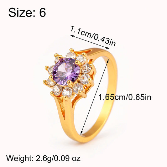Nidin New Fashion 3 Styles Flower Shape Shiny Crystal Zircon Rings For Women Elegant Aesthetic Finger Jewelry Wedding Gifts
