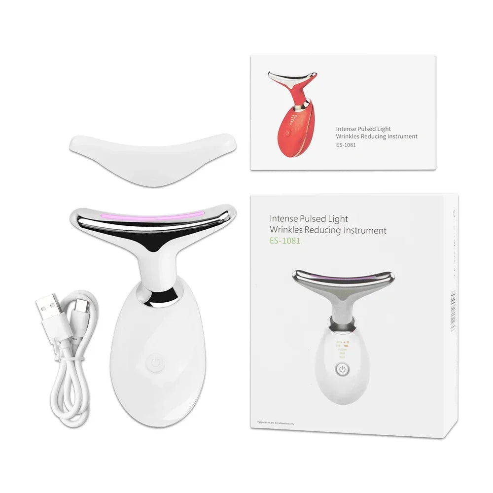Face Neck Lift Beauty Device EMS Facial Massager LED Light Therapy Double Chin Remover Skin Rejuvenation