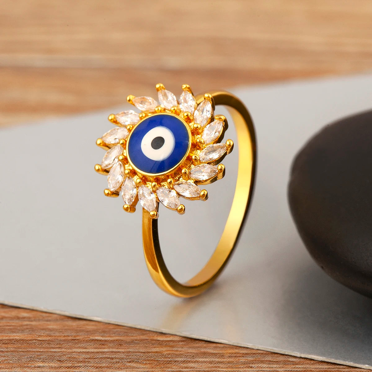 Nidin New Fashion 3 Styles Flower Shape Shiny Crystal Zircon Rings For Women Elegant Aesthetic Finger Jewelry Wedding Gifts