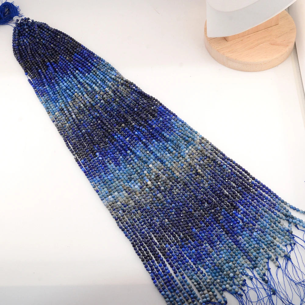 Natural Gradient Color Lapis Lazuli Facted Round Beads for Jewelry Making Bracelet Necklace Bead DIY Accessories Wholesale