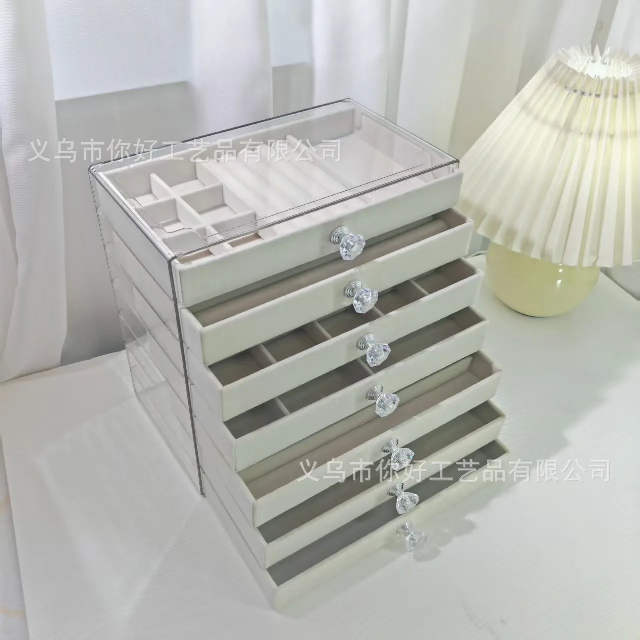 New PET7 Layer Drawer Style Velvet Jewelry Box Earring Bracelet Storage Rack Multi Layer Display Case for Jewelry Accessories