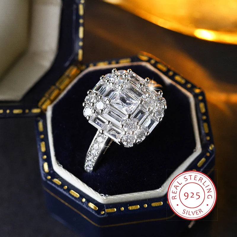 Simple Simple Zirconia Engagement Ring for Women, 925 Silver Minimalist Wedding Jewelry  Promise Gift for Her