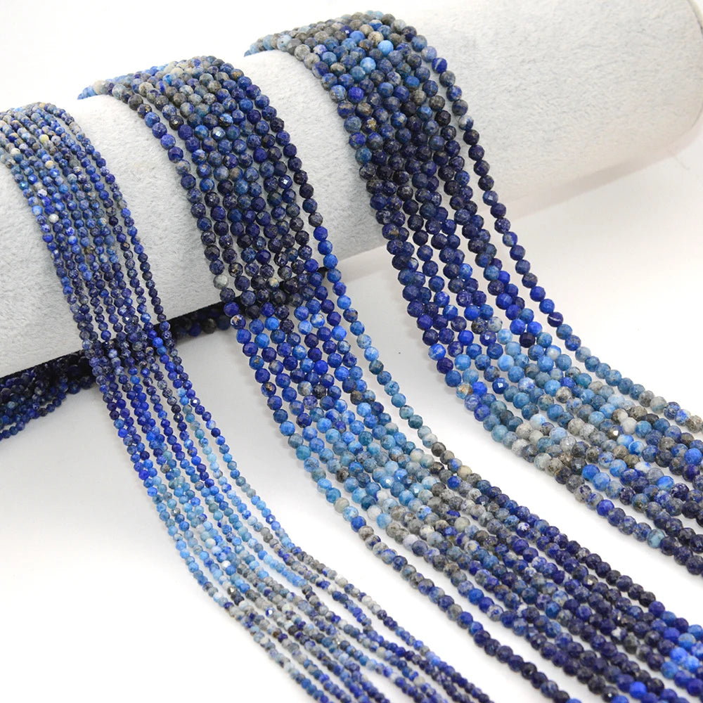 Natural Gradient Color Lapis Lazuli Facted Round Beads for Jewelry Making Bracelet Necklace Bead DIY Accessories Wholesale