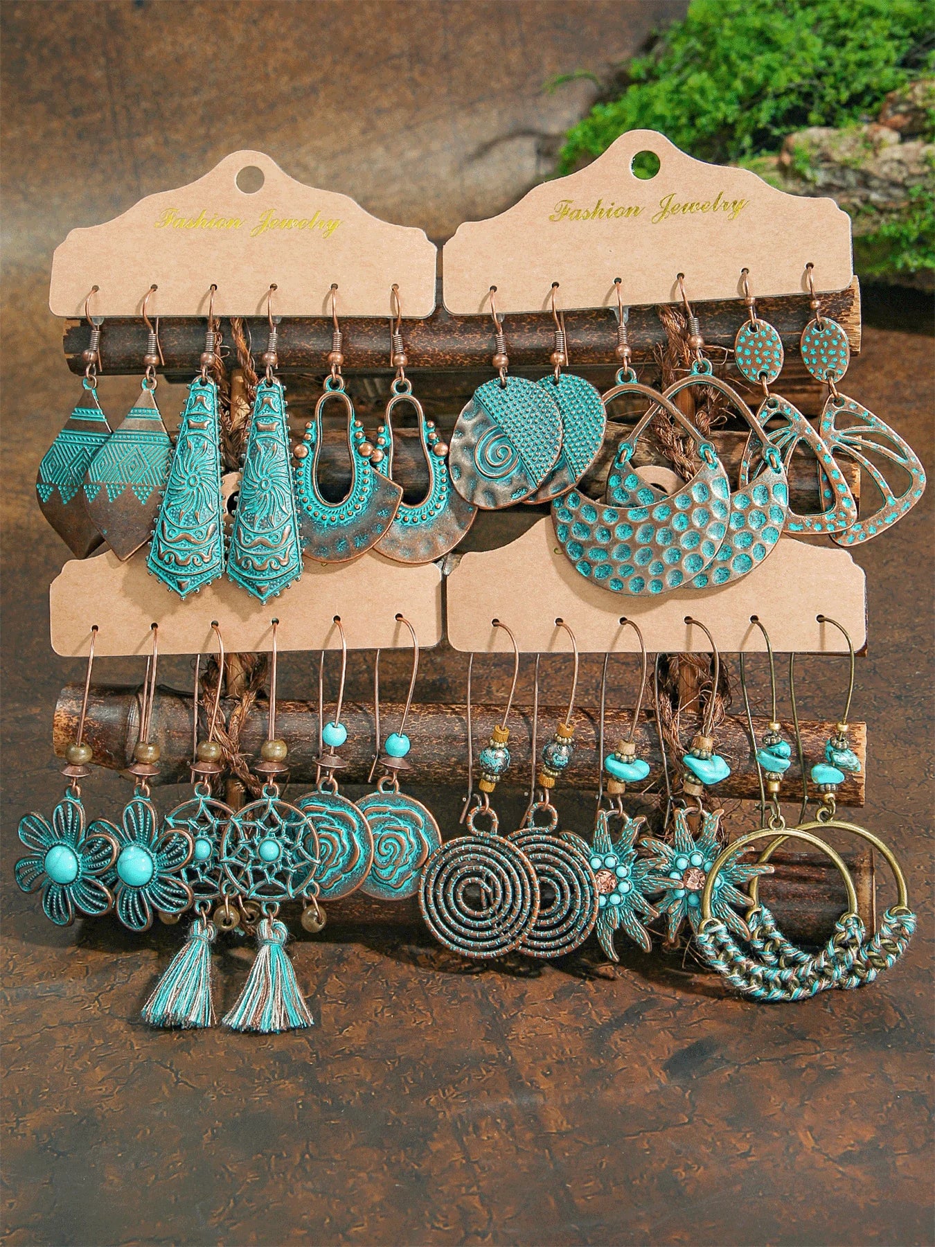 12/3 Pairs Vintage Boho Dangle Earrings Set Antique Bronze Statement Geometric Jewelry Tribal Old Craft Earrings Daily Wear