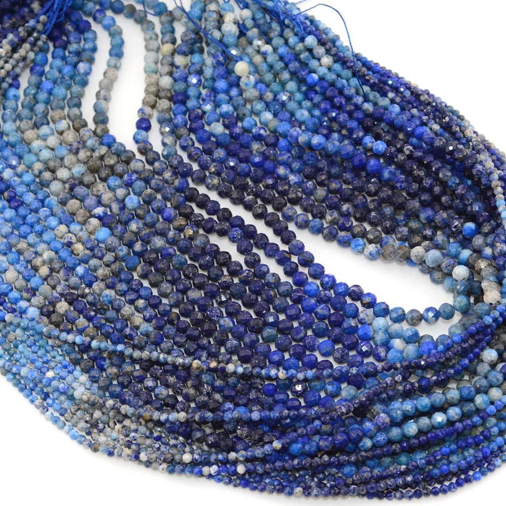 Natural Gradient Color Lapis Lazuli Facted Round Beads for Jewelry Making Bracelet Necklace Bead DIY Accessories Wholesale