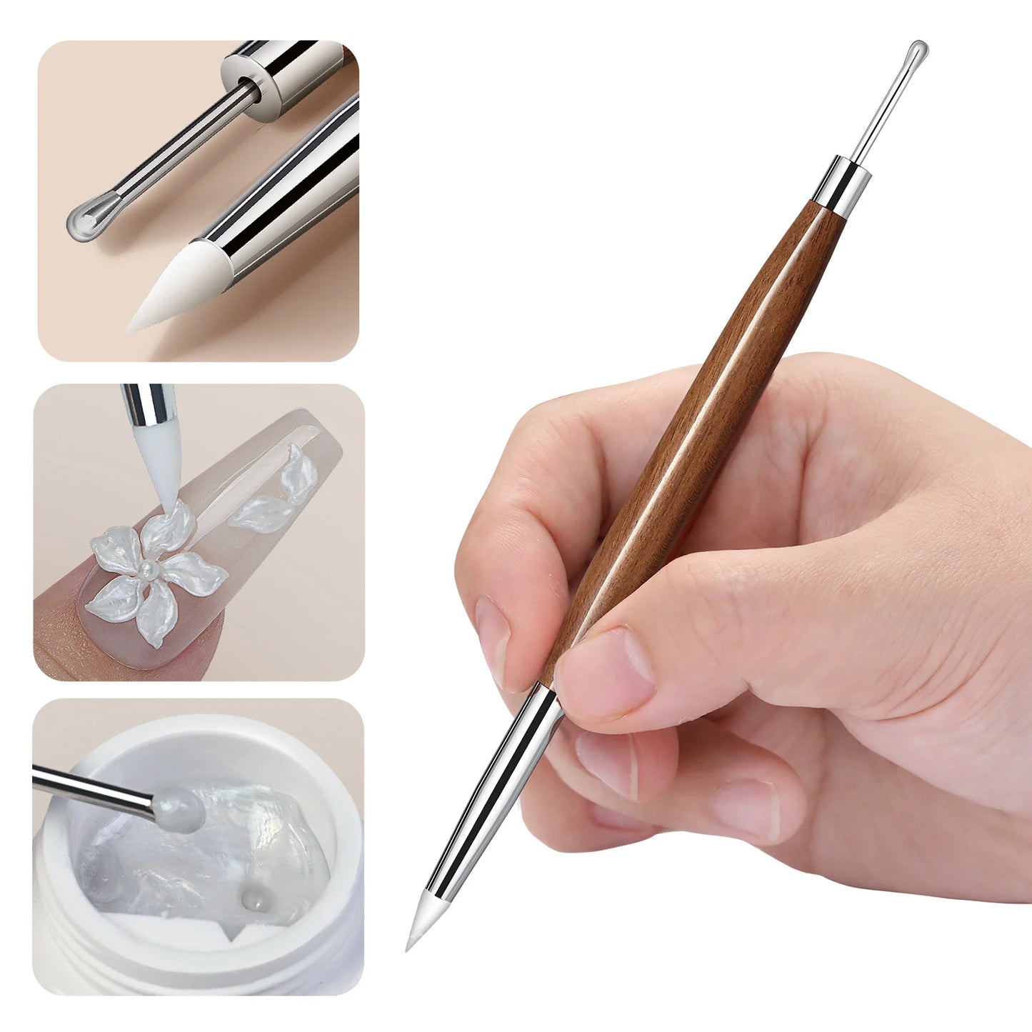 White pearlescent satin carving glue non-stick solid extension glue 3D carving flower acrylic gel varnish DIY nail art design