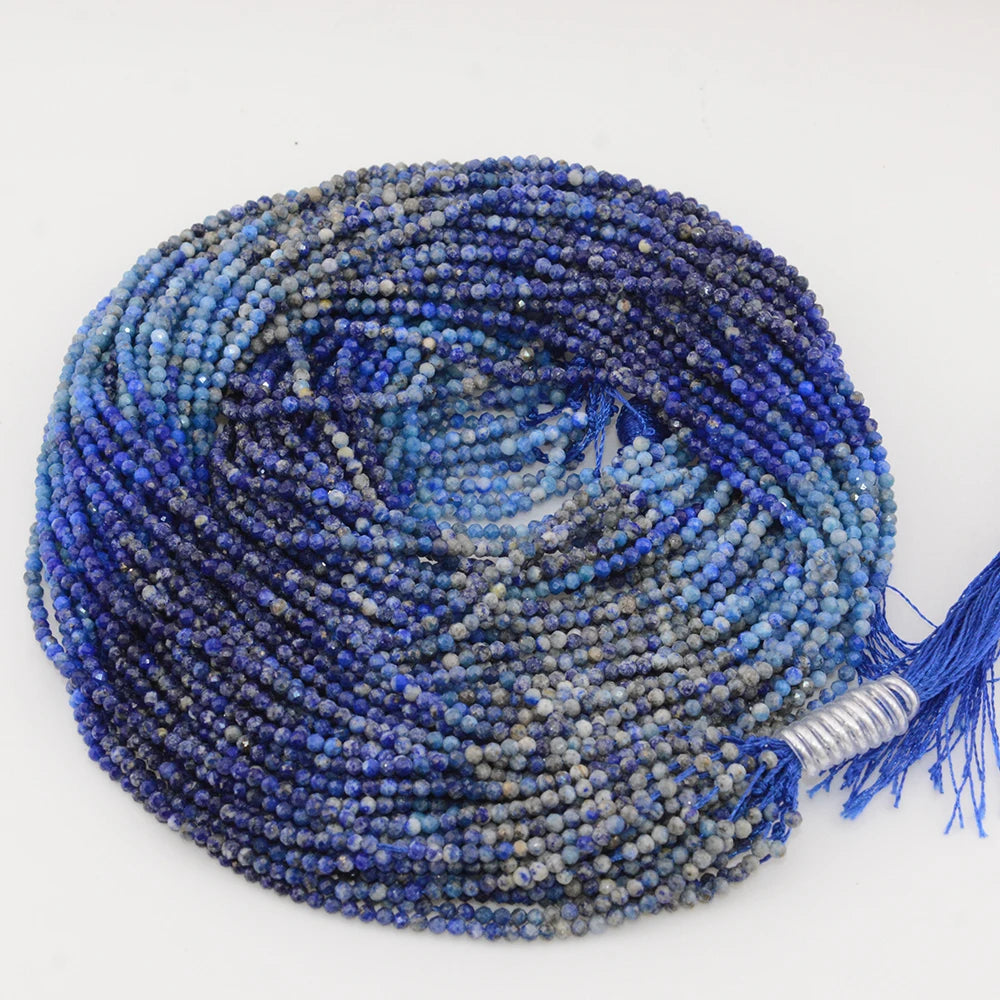 Natural Gradient Color Lapis Lazuli Facted Round Beads for Jewelry Making Bracelet Necklace Bead DIY Accessories Wholesale