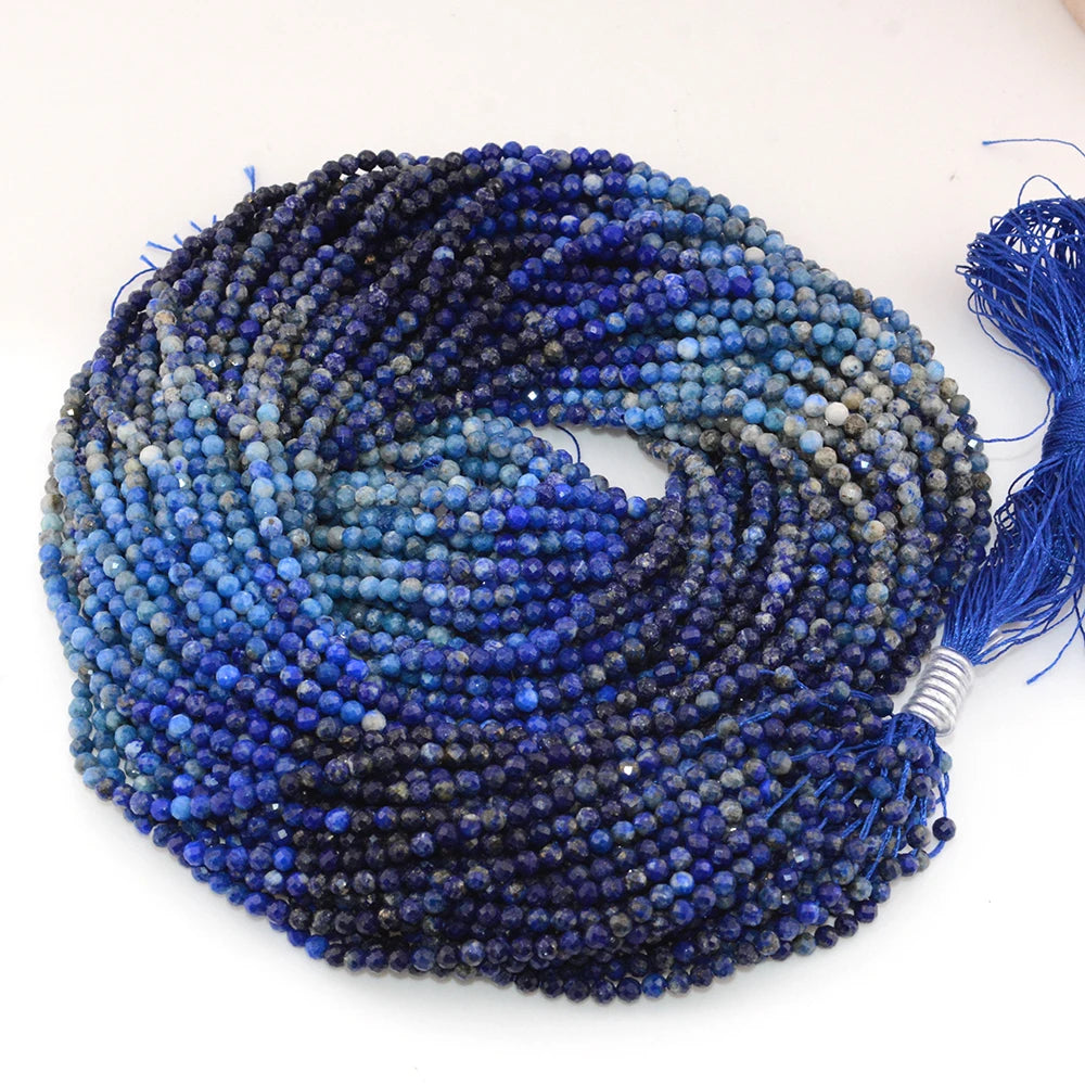 Natural Gradient Color Lapis Lazuli Facted Round Beads for Jewelry Making Bracelet Necklace Bead DIY Accessories Wholesale