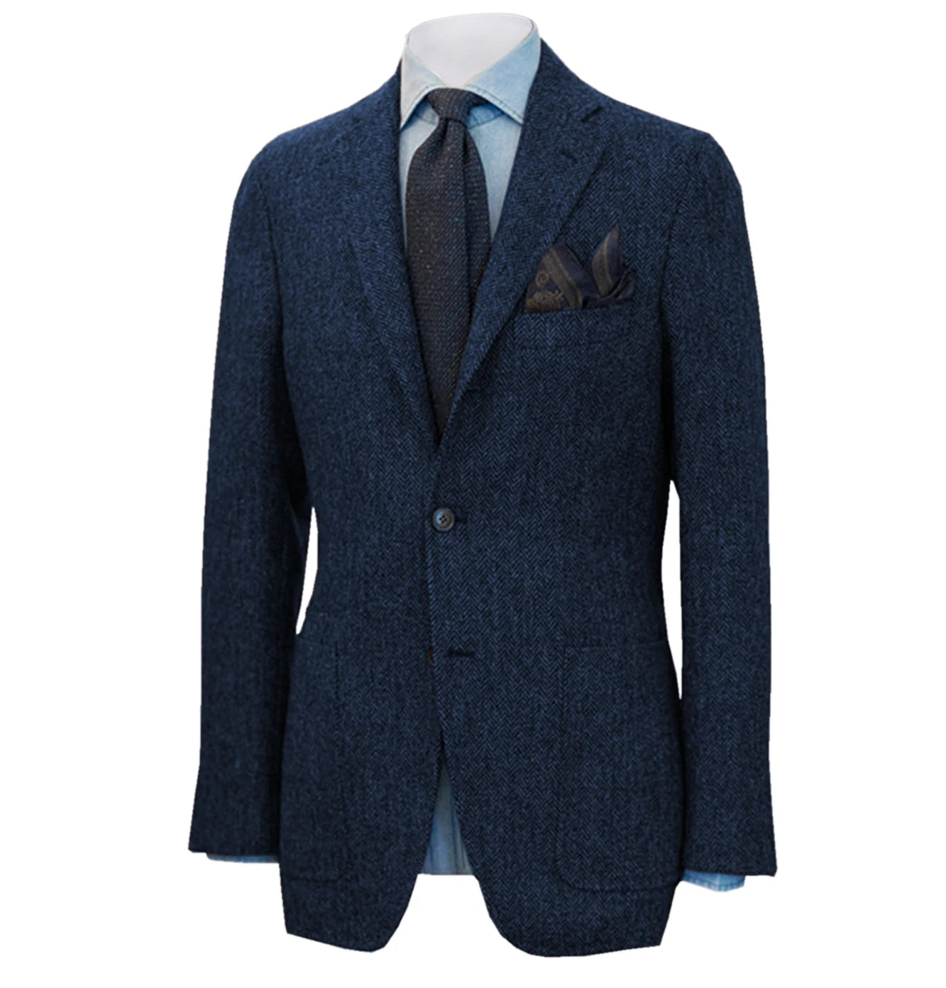 Men's Suit Herringbone Blazer Prom Tuxedos Wool Tweed Single Breasted Formal Bussiness/Wedding Jacket（Only Coat）