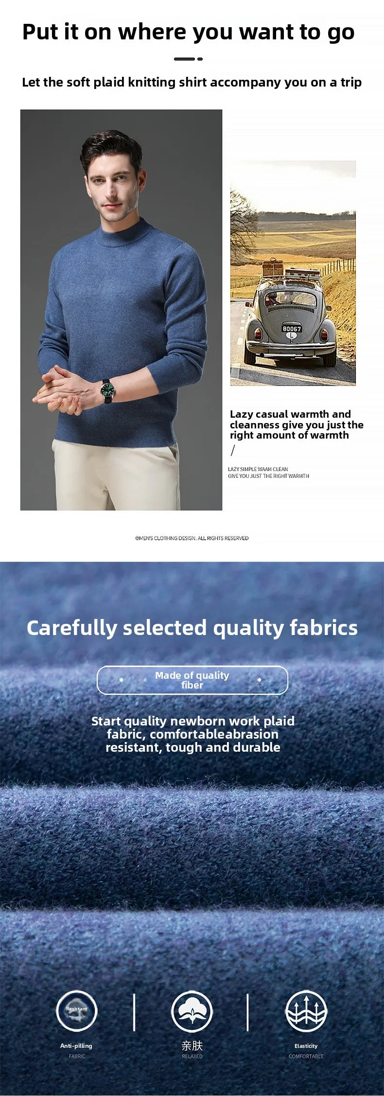 High End Anti-pilling Thick New Fashion Brand Casual Knit Pullover Sweater Half Turtleneck Mens Jumper Designer Clothing