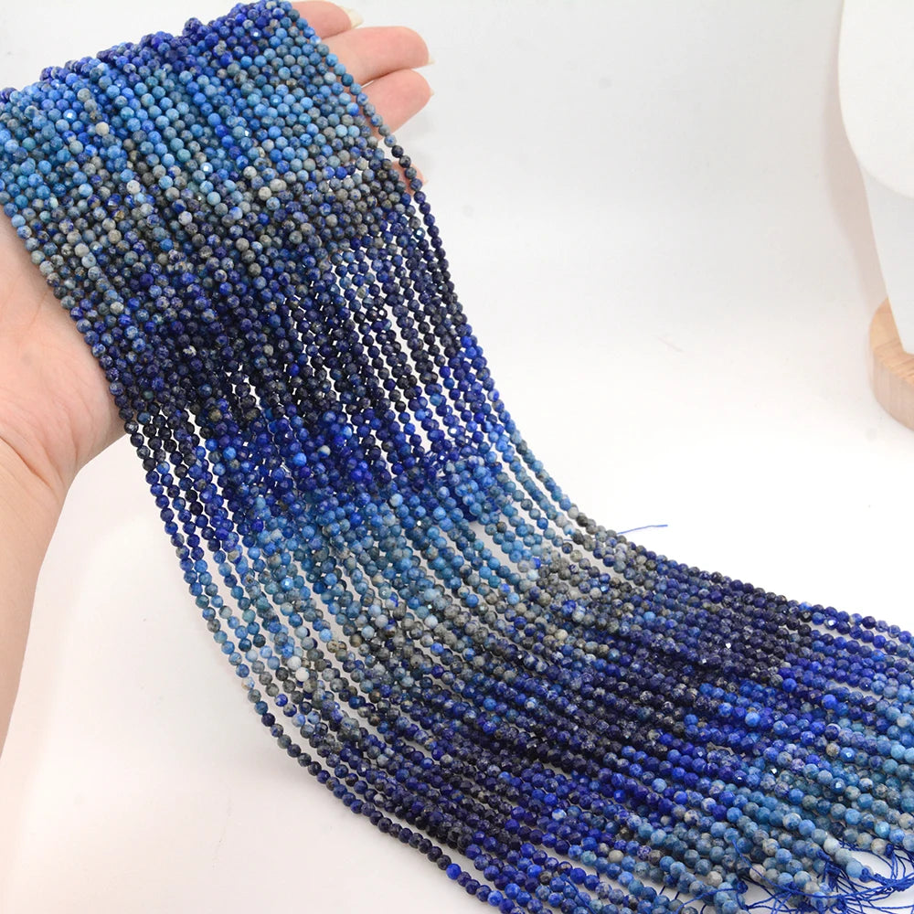 Natural Gradient Color Lapis Lazuli Facted Round Beads for Jewelry Making Bracelet Necklace Bead DIY Accessories Wholesale