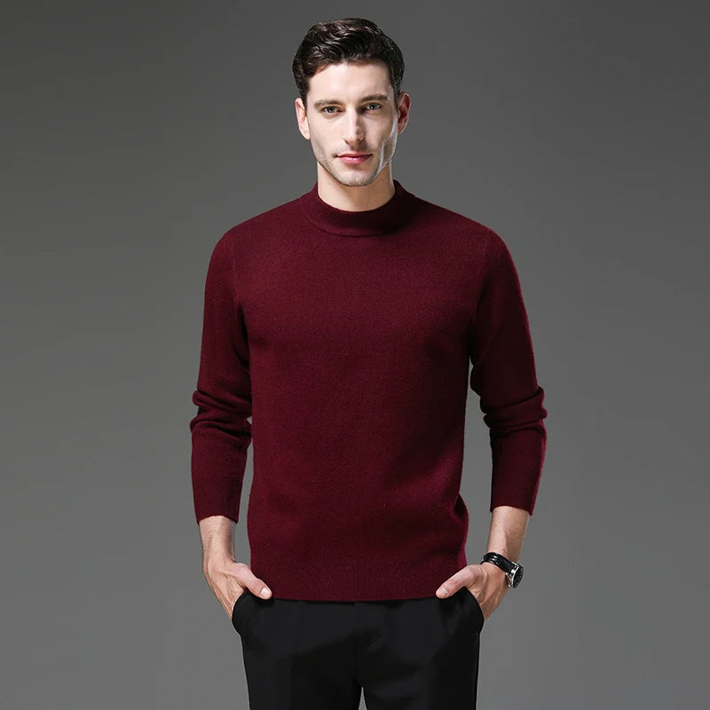 High End Anti-pilling Thick New Fashion Brand Casual Knit Pullover Sweater Half Turtleneck Mens Jumper Designer Clothing