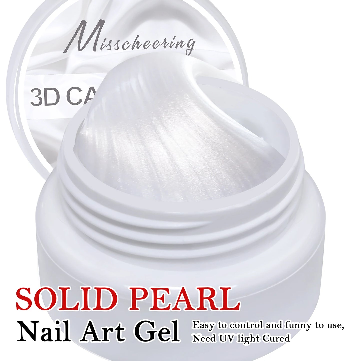 White pearlescent satin carving glue non-stick solid extension glue 3D carving flower acrylic gel varnish DIY nail art design