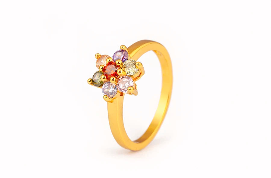 Nidin New Fashion 3 Styles Flower Shape Shiny Crystal Zircon Rings For Women Elegant Aesthetic Finger Jewelry Wedding Gifts