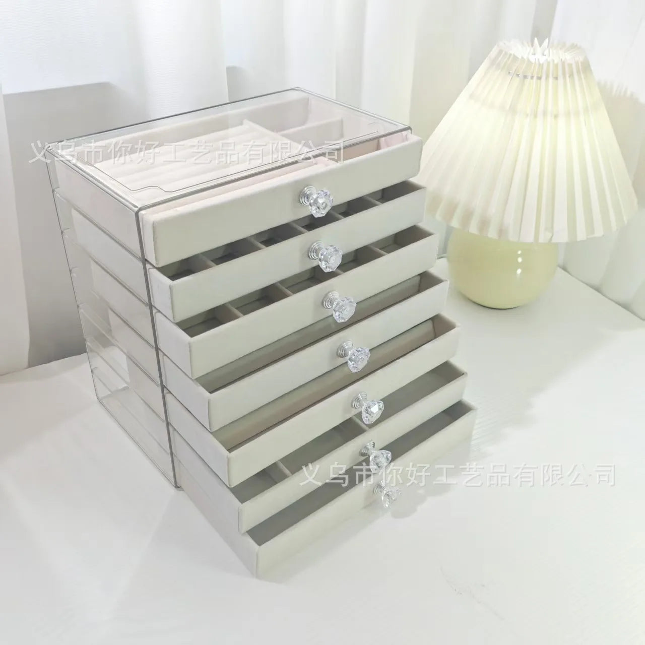 New PET7 Layer Drawer Style Velvet Jewelry Box Earring Bracelet Storage Rack Multi Layer Display Case for Jewelry Accessories