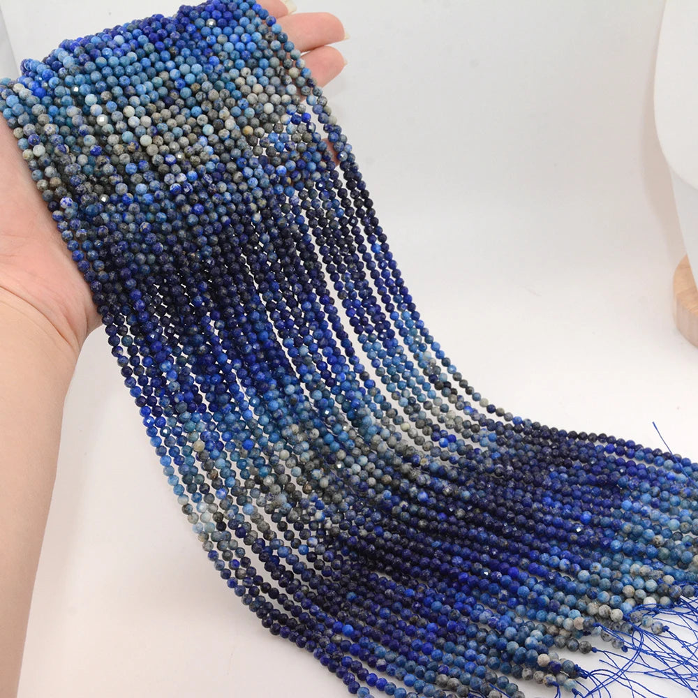 Natural Gradient Color Lapis Lazuli Facted Round Beads for Jewelry Making Bracelet Necklace Bead DIY Accessories Wholesale