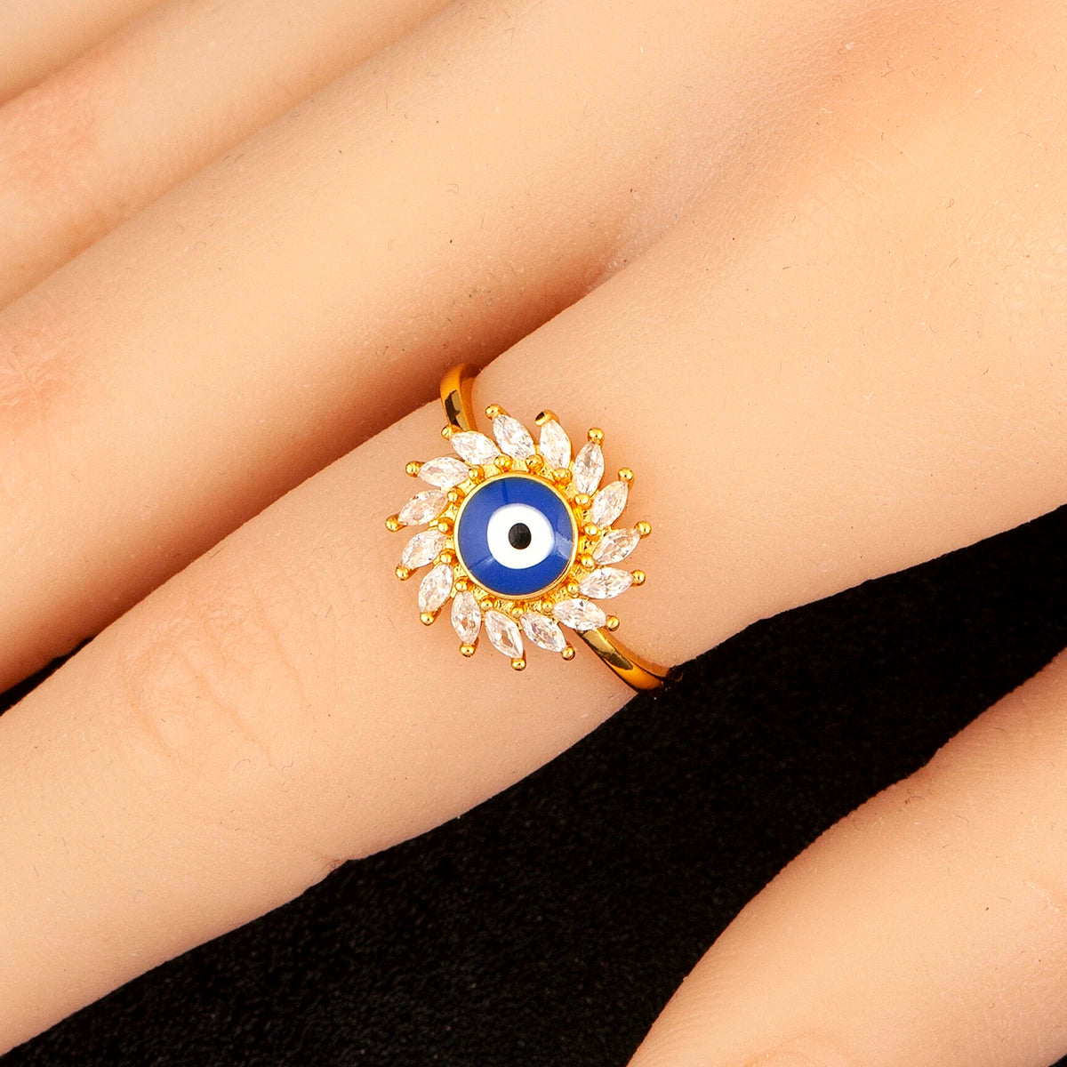 Nidin New Fashion 3 Styles Flower Shape Shiny Crystal Zircon Rings For Women Elegant Aesthetic Finger Jewelry Wedding Gifts