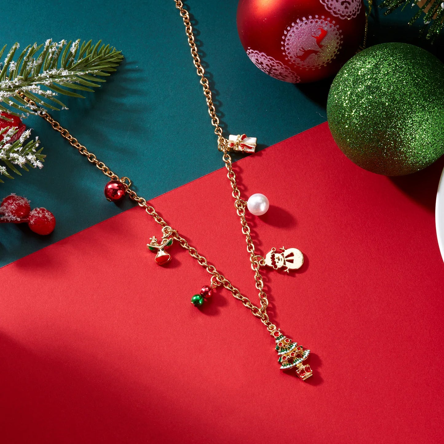 Cartoon Christmas Tree Bells Choker Necklace for Women Delicate Snowman Santa Claus Reindeer Chain Festival Party Jewelry Gifts