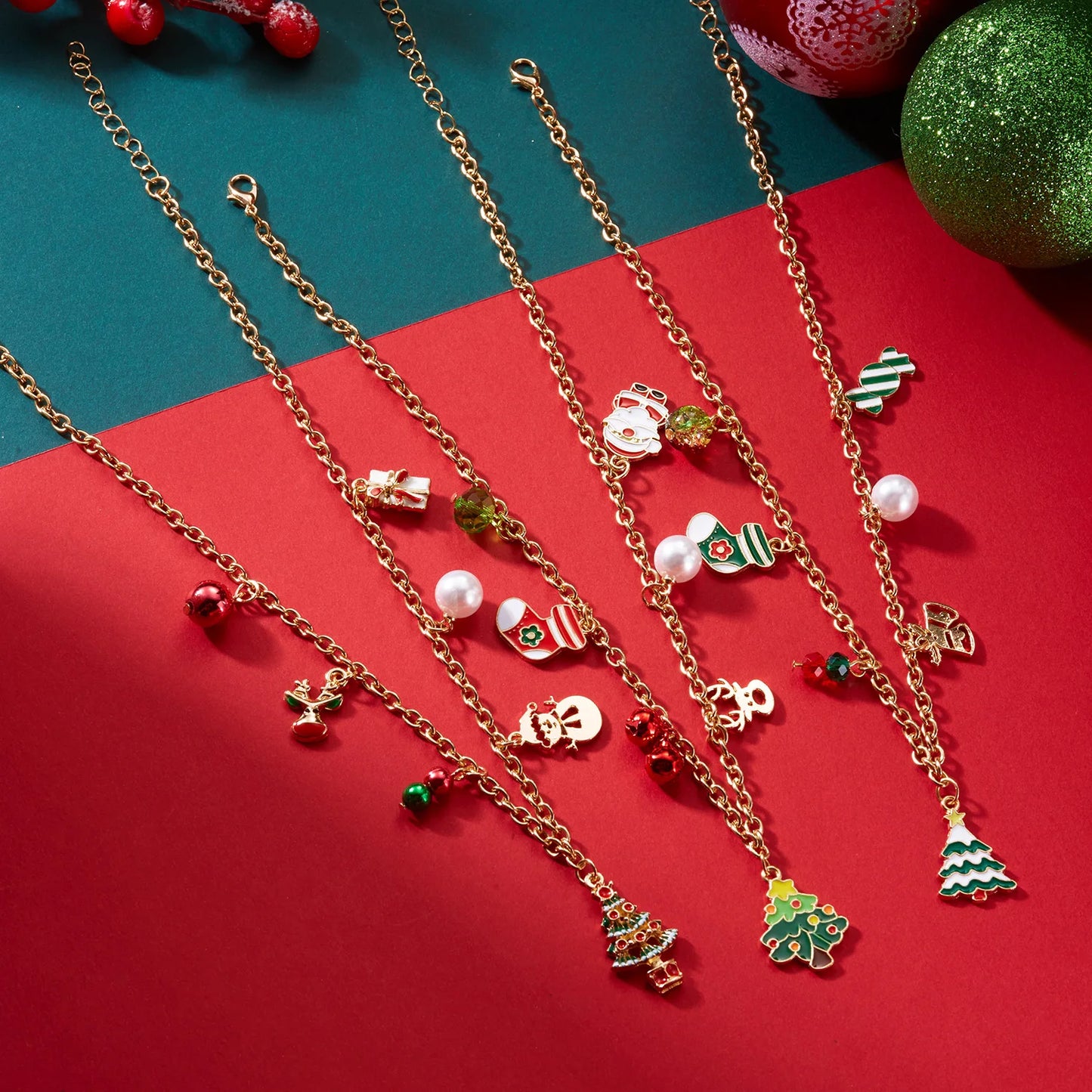 Cartoon Christmas Tree Bells Choker Necklace for Women Delicate Snowman Santa Claus Reindeer Chain Festival Party Jewelry Gifts
