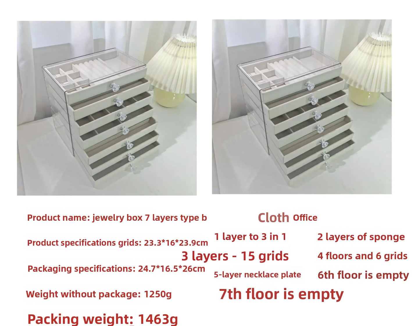 New PET7 Layer Drawer Style Velvet Jewelry Box Earring Bracelet Storage Rack Multi Layer Display Case for Jewelry Accessories