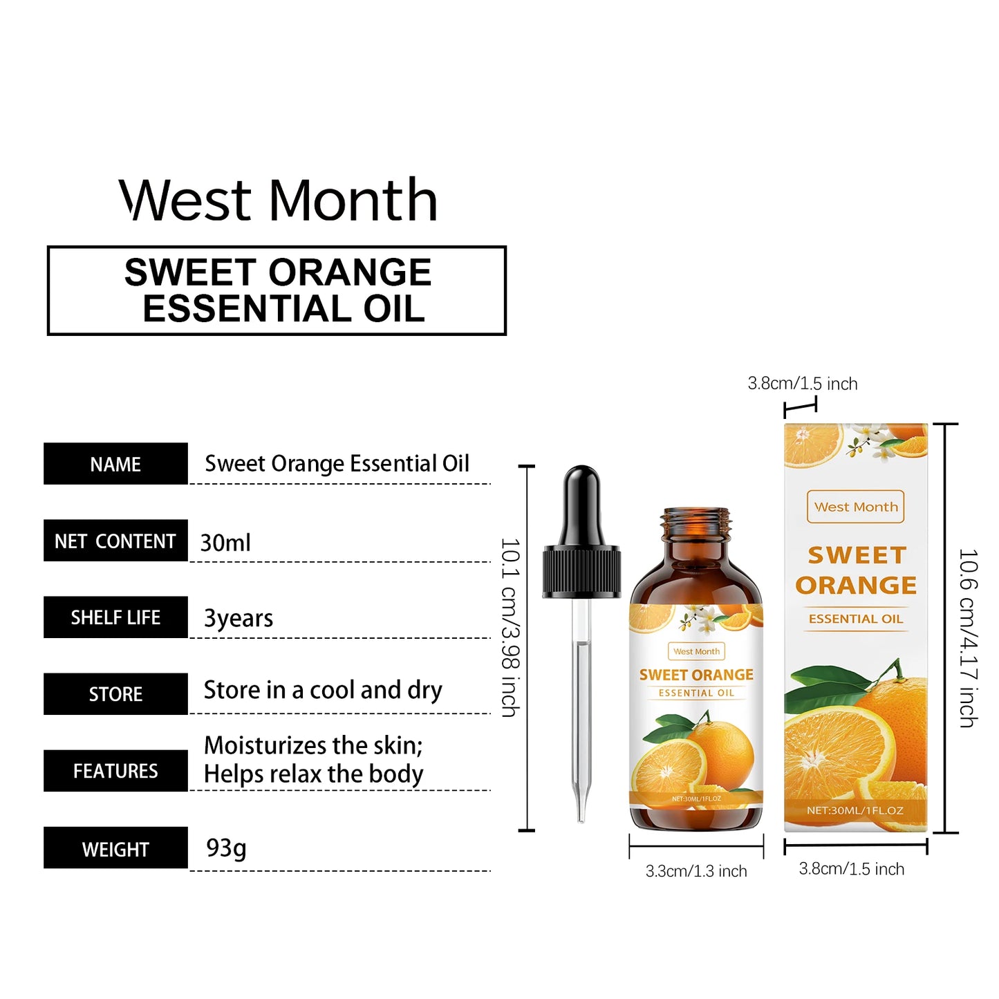 Sweet Orange Essential Oil For Body Massage Hydrating Nourishing Smoothing Skin Care Freshness Long-lasting Fragrance