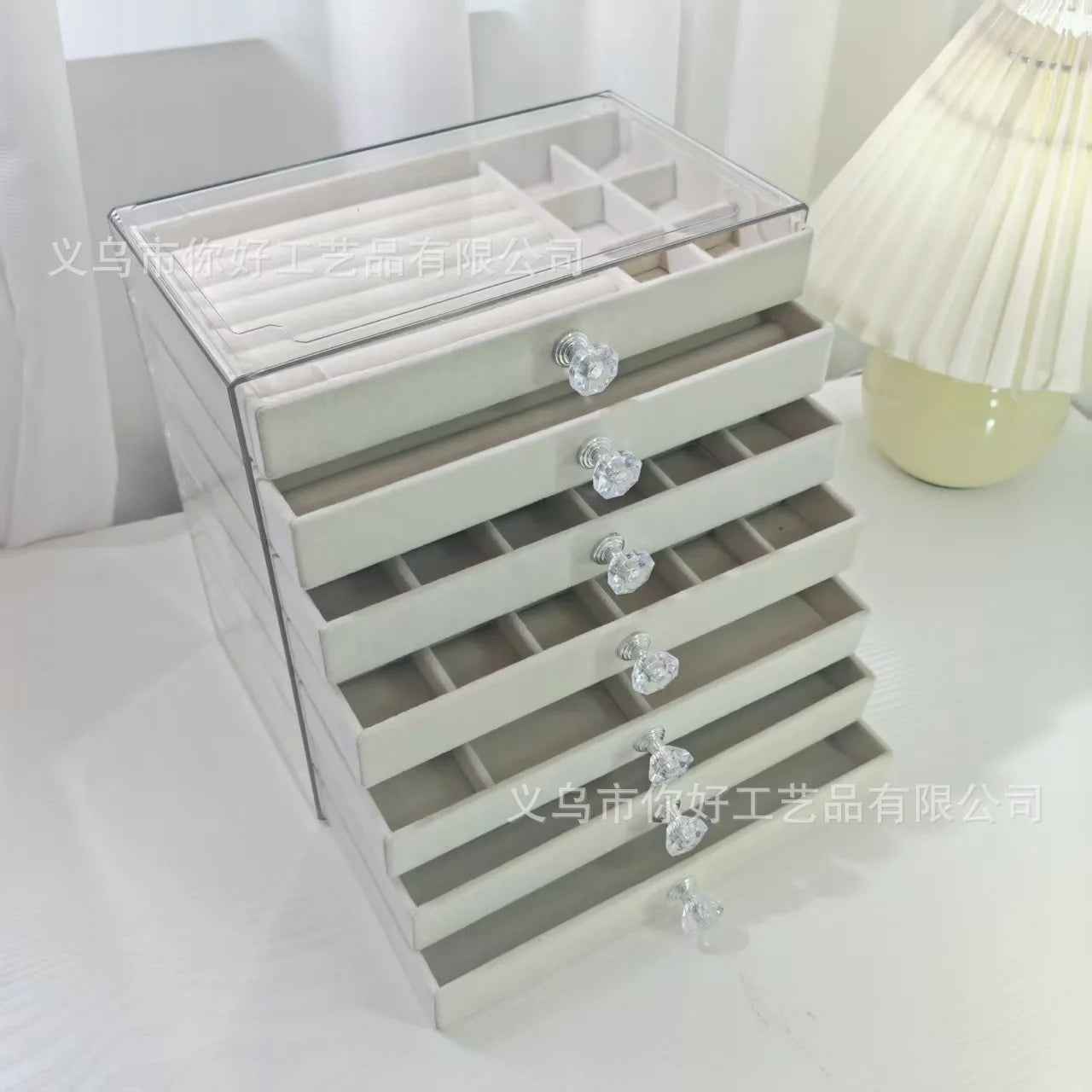 New PET7 Layer Drawer Style Velvet Jewelry Box Earring Bracelet Storage Rack Multi Layer Display Case for Jewelry Accessories