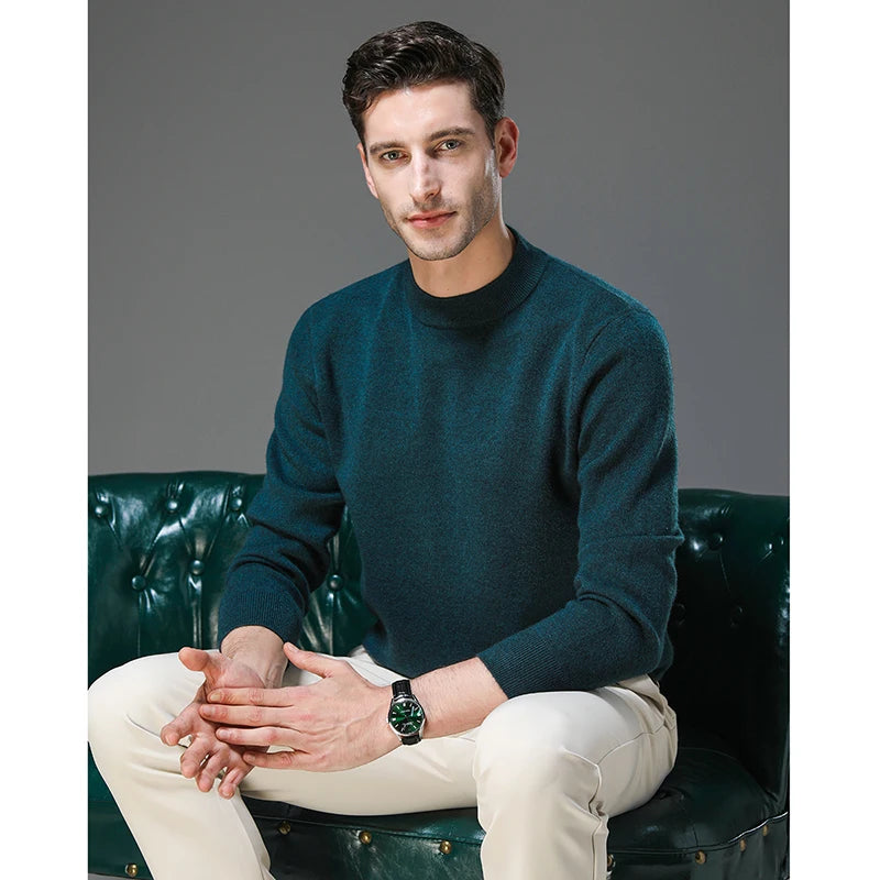 High End Anti-pilling Thick New Fashion Brand Casual Knit Pullover Sweater Half Turtleneck Mens Jumper Designer Clothing