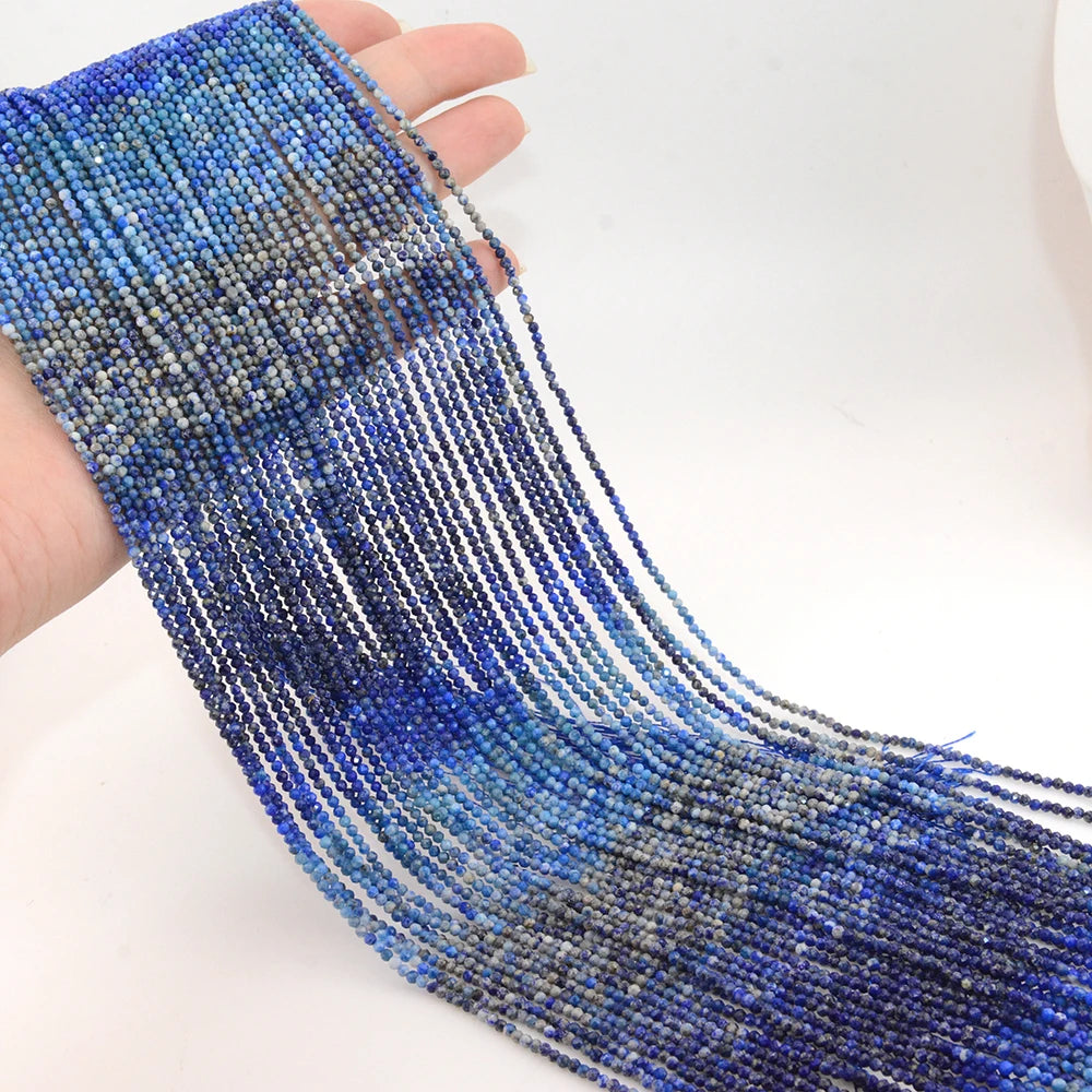 Natural Gradient Color Lapis Lazuli Facted Round Beads for Jewelry Making Bracelet Necklace Bead DIY Accessories Wholesale