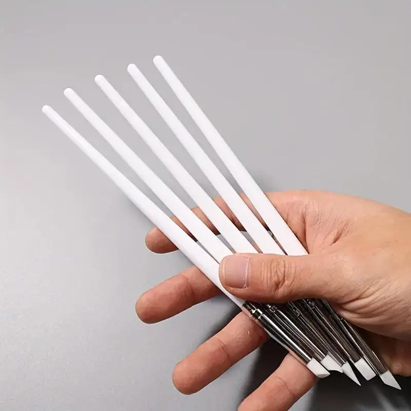 5 Nail Brushes with Silicone Tips, a Set of Tools for Trimming, Carving, Embossing, Creating Hollow Sculptures, and Decorating Acrylic Nails