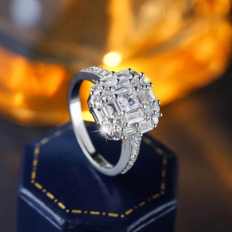 Simple Simple Zirconia Engagement Ring for Women, 925 Silver Minimalist Wedding Jewelry  Promise Gift for Her