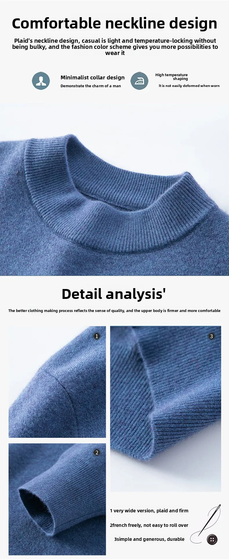 High End Anti-pilling Thick New Fashion Brand Casual Knit Pullover Sweater Half Turtleneck Mens Jumper Designer Clothing