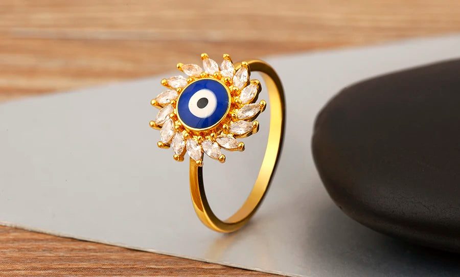 Nidin New Fashion 3 Styles Flower Shape Shiny Crystal Zircon Rings For Women Elegant Aesthetic Finger Jewelry Wedding Gifts