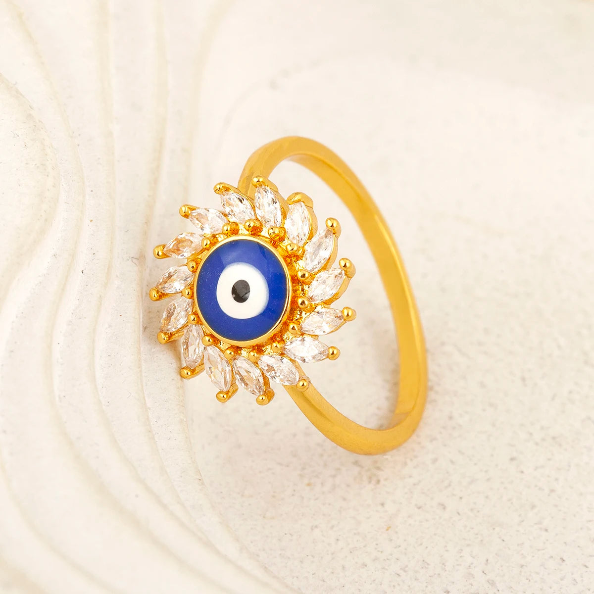 Nidin New Fashion 3 Styles Flower Shape Shiny Crystal Zircon Rings For Women Elegant Aesthetic Finger Jewelry Wedding Gifts