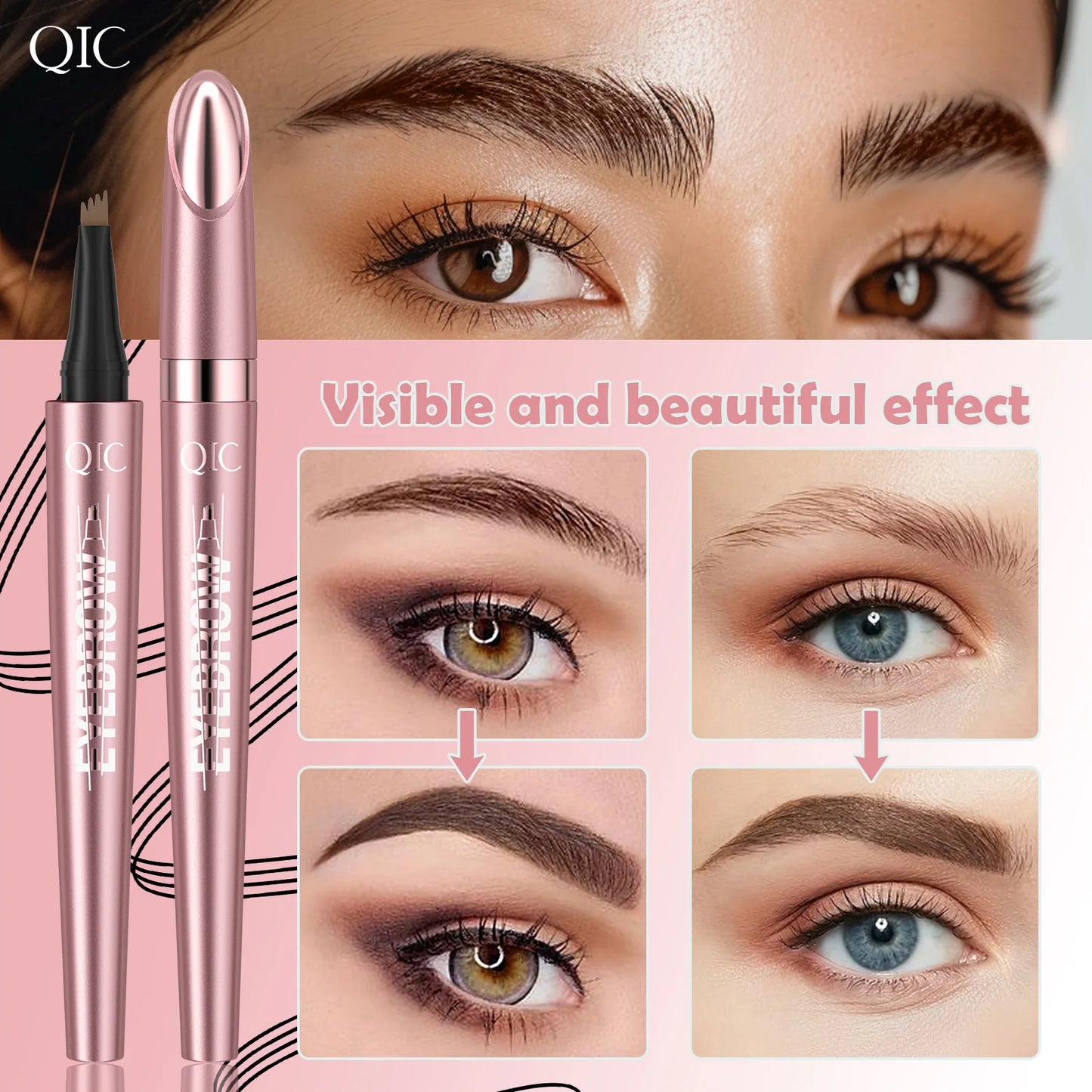 3D Dye Eyebrow Pencil Hairling Anti-smudge Waterproof Long Lasting Black Brown Large Brush Natural Wild Eyebrow Enhancers Cream