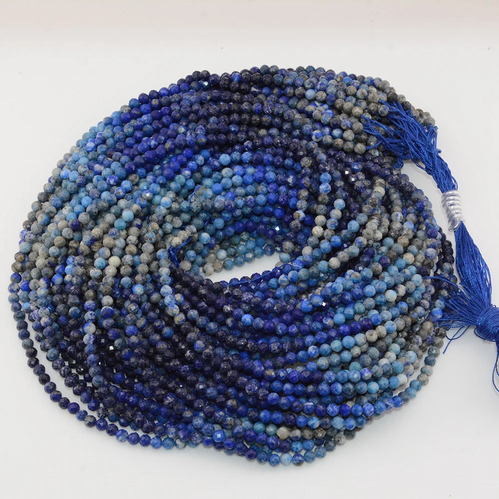 Natural Gradient Color Lapis Lazuli Facted Round Beads for Jewelry Making Bracelet Necklace Bead DIY Accessories Wholesale
