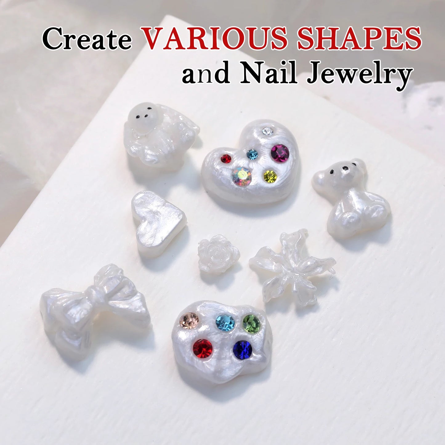 White pearlescent satin carving glue non-stick solid extension glue 3D carving flower acrylic gel varnish DIY nail art design