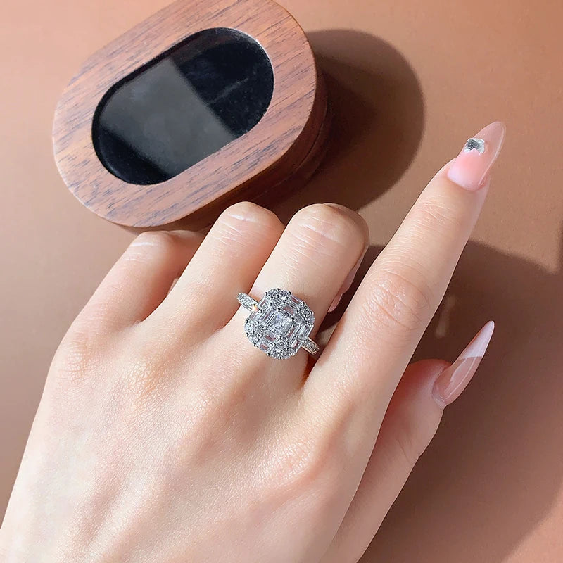 Simple Simple Zirconia Engagement Ring for Women, 925 Silver Minimalist Wedding Jewelry  Promise Gift for Her