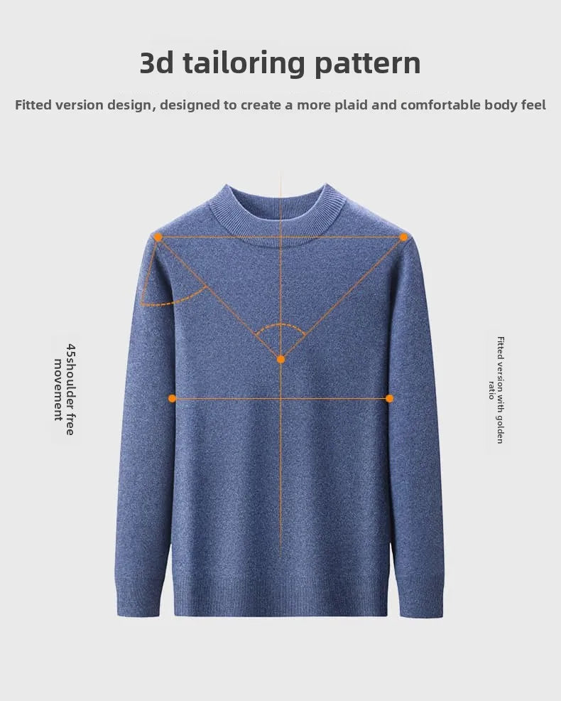 High End Anti-pilling Thick New Fashion Brand Casual Knit Pullover Sweater Half Turtleneck Mens Jumper Designer Clothing