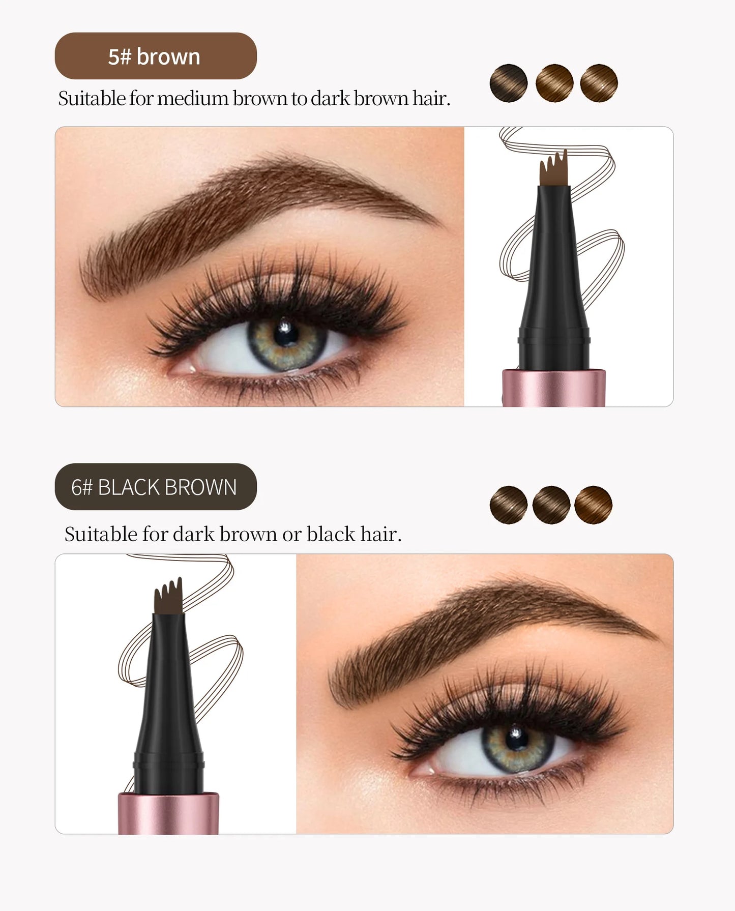 3D Dye Eyebrow Pencil Hairling Anti-smudge Waterproof Long Lasting Black Brown Large Brush Natural Wild Eyebrow Enhancers Cream