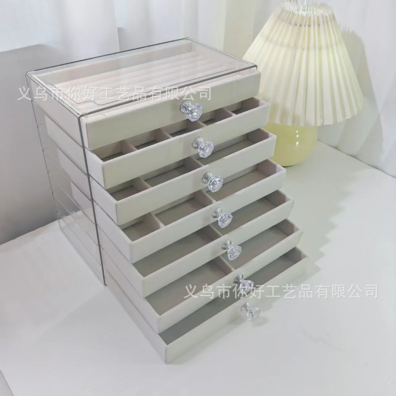 New PET7 Layer Drawer Style Velvet Jewelry Box Earring Bracelet Storage Rack Multi Layer Display Case for Jewelry Accessories