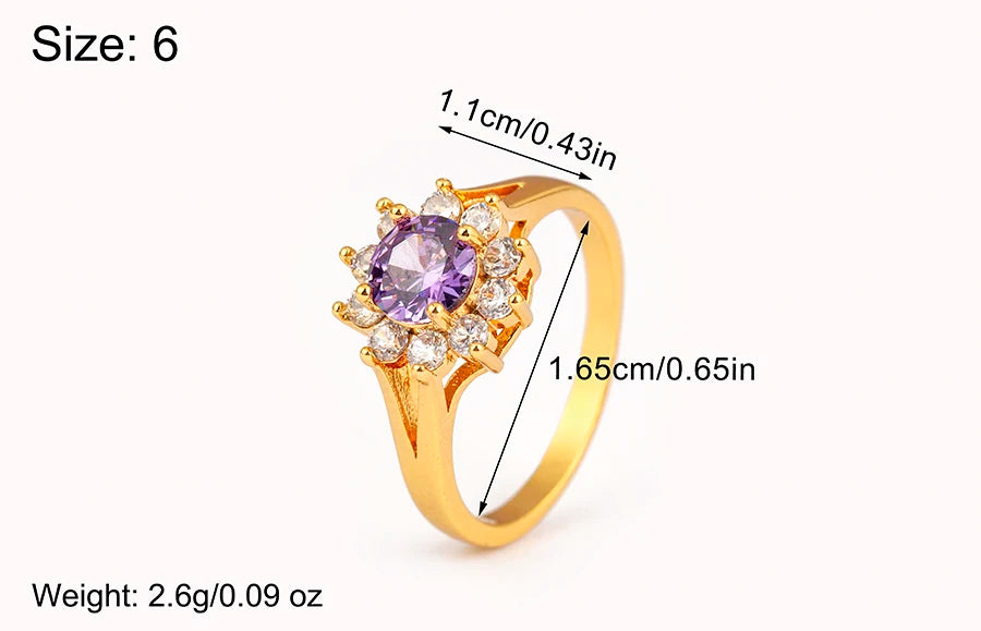 Nidin New Fashion 3 Styles Flower Shape Shiny Crystal Zircon Rings For Women Elegant Aesthetic Finger Jewelry Wedding Gifts