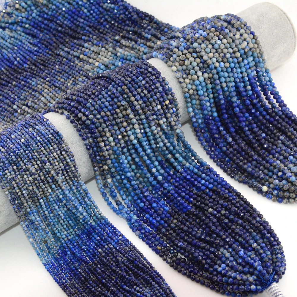 Natural Gradient Color Lapis Lazuli Facted Round Beads for Jewelry Making Bracelet Necklace Bead DIY Accessories Wholesale