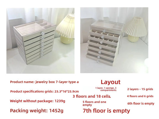 New PET7 Layer Drawer Style Velvet Jewelry Box Earring Bracelet Storage Rack Multi Layer Display Case for Jewelry Accessories