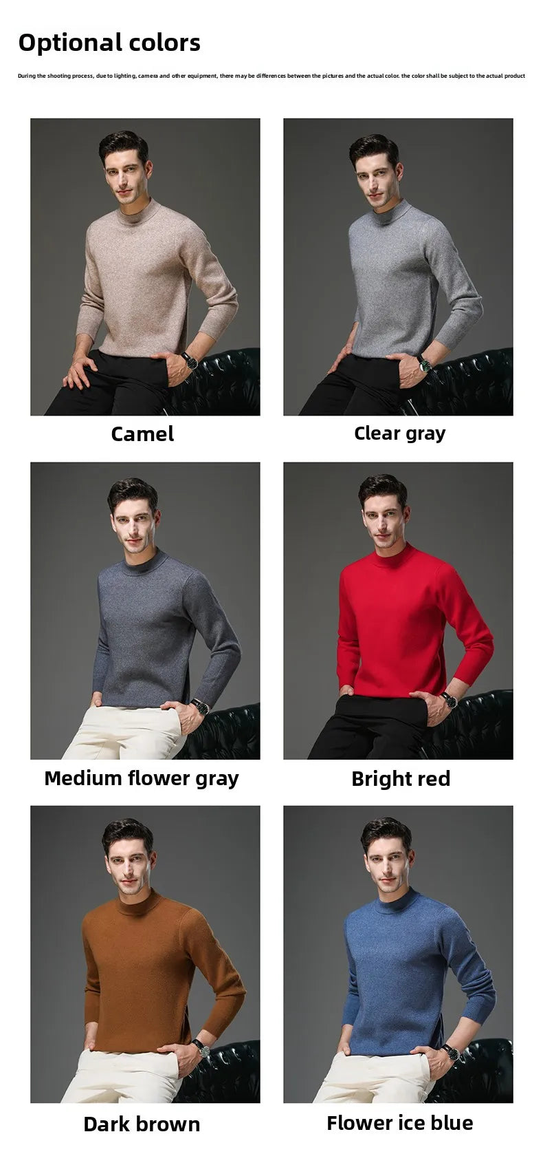 High End Anti-pilling Thick New Fashion Brand Casual Knit Pullover Sweater Half Turtleneck Mens Jumper Designer Clothing