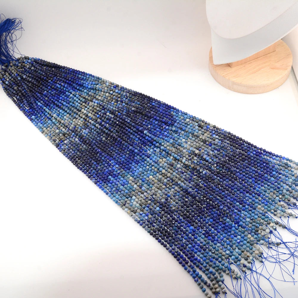 Natural Gradient Color Lapis Lazuli Facted Round Beads for Jewelry Making Bracelet Necklace Bead DIY Accessories Wholesale