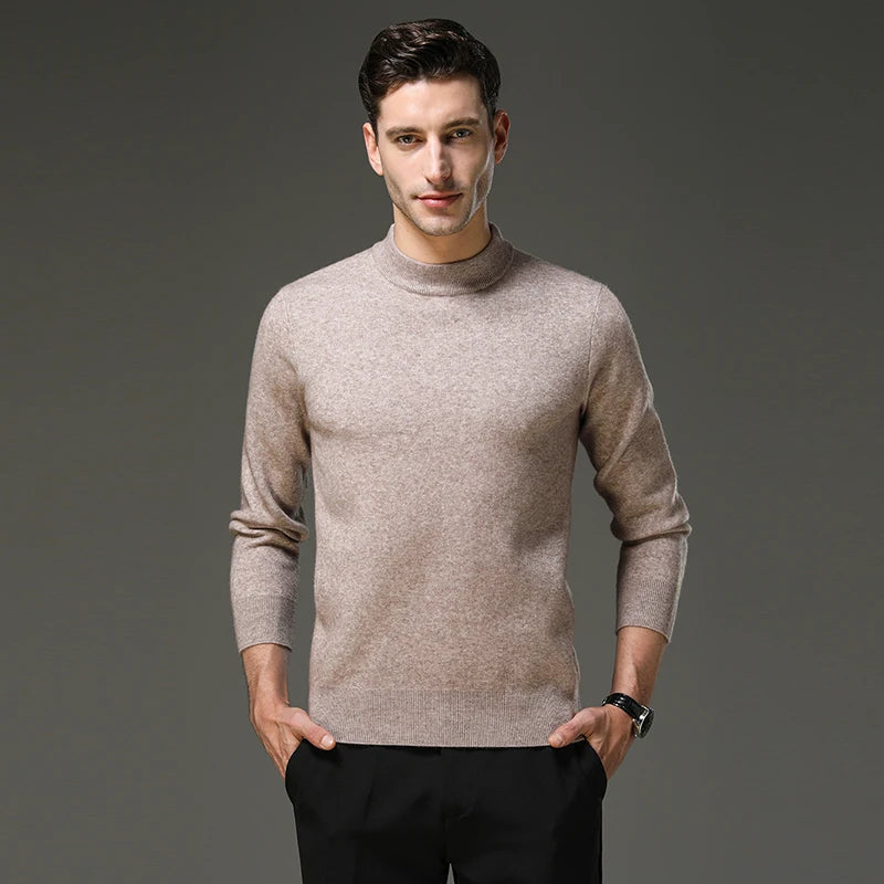 High End Anti-pilling Thick New Fashion Brand Casual Knit Pullover Sweater Half Turtleneck Mens Jumper Designer Clothing