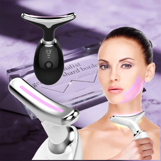 Face Neck Lift Beauty Device EMS Facial Massager LED Light Therapy Double Chin Remover Skin Rejuvenation