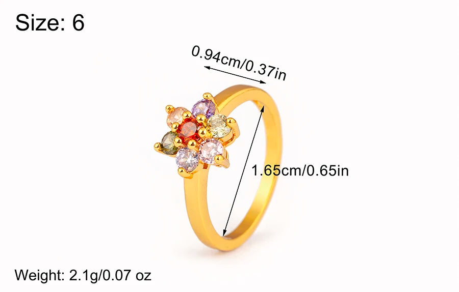 Nidin New Fashion 3 Styles Flower Shape Shiny Crystal Zircon Rings For Women Elegant Aesthetic Finger Jewelry Wedding Gifts