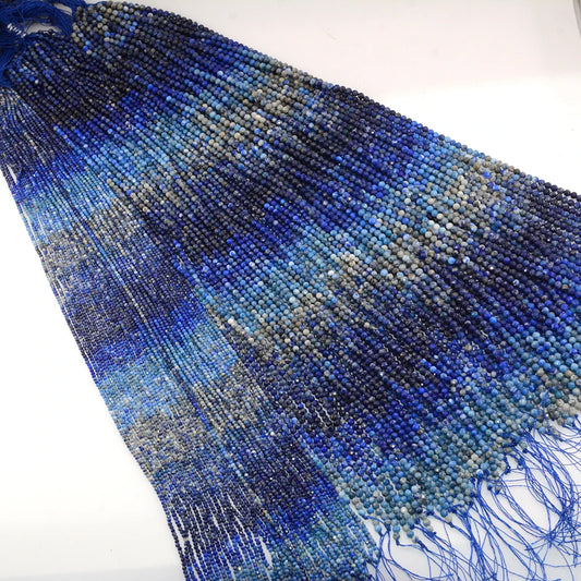 Natural Gradient Color Lapis Lazuli Facted Round Beads for Jewelry Making Bracelet Necklace Bead DIY Accessories Wholesale