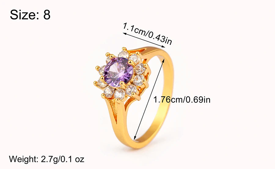 Nidin New Fashion 3 Styles Flower Shape Shiny Crystal Zircon Rings For Women Elegant Aesthetic Finger Jewelry Wedding Gifts